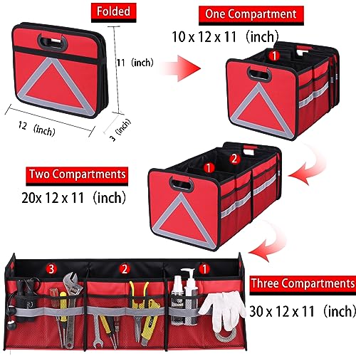Large Collapsible Trunk Organizer with Multi Pockets, 3 Compartments Storage Organizer for Car, SUV, Minivan… - view 2