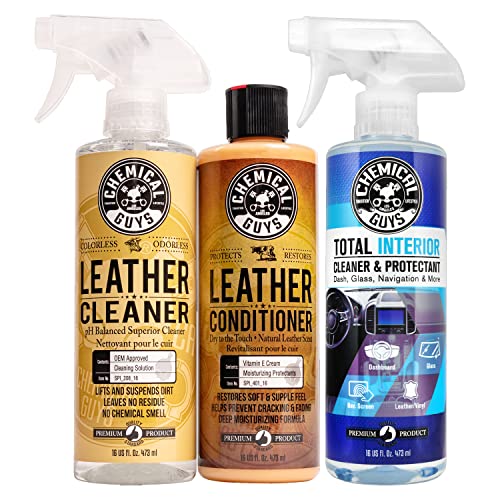 SPI_109_16TI Leather Cleaner and Conditioner Complete Leather Care Kit (16 fl oz) + SPI22016 Total Interior Cleaner & Protectant, (16 fl oz) 3 Items