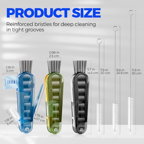 6 Pack 4 in 1 Cup Lid Cleaning Brush 3 Straws Bottle Brush,Black - view 6