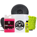 CWS_402BK Car Wash Detailing Bucket, Mitt & Accessories Bundle (6 Items) Featuring Mr. Pink Foaming Car Wash Soap, 128 fl oz (1 Gal) Works on Cars, Trucks, SUVs, RVs & More