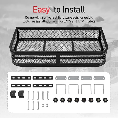 ATV Front Cargo Basket, Heavy Duty ATV Rack for Outdoor Storage - view 7