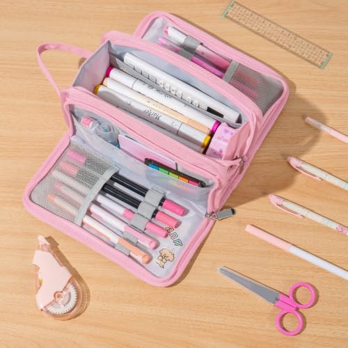 Large Pencil Case, Pencil Pouch, Pencil Bag, Pencil Box, Pink & Plaid - view 7