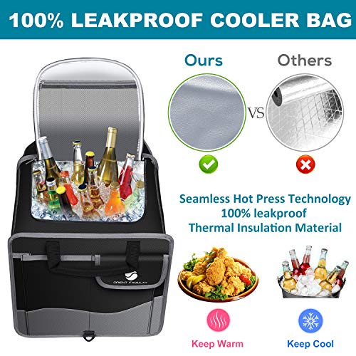 Trunk Organizer with Cooler, Collapsible Trunk Storage Container with Non Slip Bottom Strips, Large Multi-Compartment Waterproof Car Trunk Organizer Groceries for Vehicle Sedan, Suv, Truck,Van(Black) - view 2
