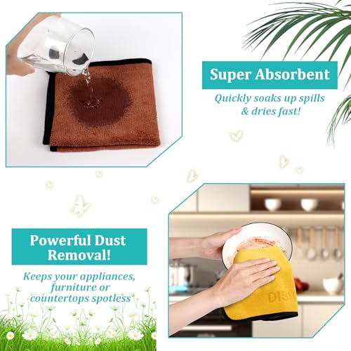 Microfiber Cleaning Cloth Set - 12 Pack Microfiber Towel 12"x12" with Printed Use Labels, Color-Coded Dish Rags Cleaning Towels, Reusable Rags for House, Kitchen, Car, Bathroom, Outdoor - view 3
