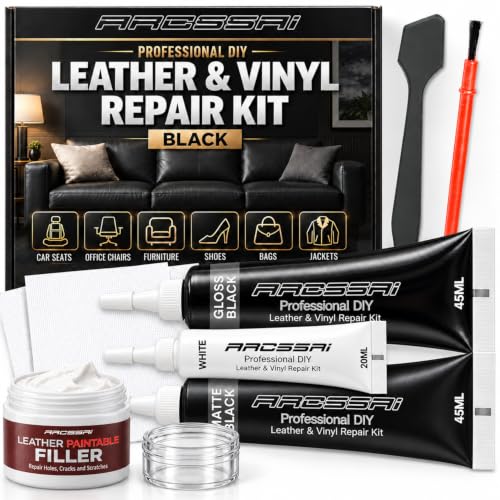 Black Leather Repair Kit with Filler for Larger Damaged Areas