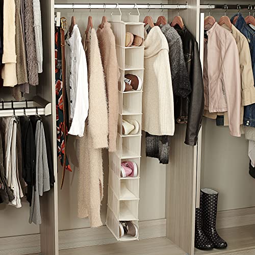 311322 Hanging Shoe Storage Organizer for Closets |10 Pocket Shelves | Natural Canvas - view 2
