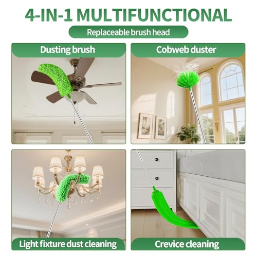Dusters for Cleaning extendable Long Handle，Webster Cobweb Duster with Extension Pole，Spider Web Remover Brush with Pole，Outdoor Web Cleaner Outside for use on Ceilings, cabinets, Walls, Light - view 2