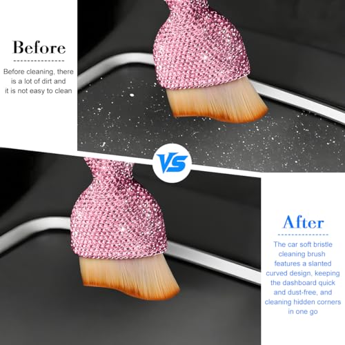 Rhinestone Car Detailing Brush with Soft Bristles, Pink - view 5