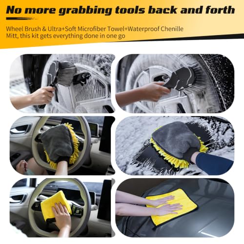 15° Curved Car Wash Brush with Long Handle, Car Wash Mop Kit - view 3