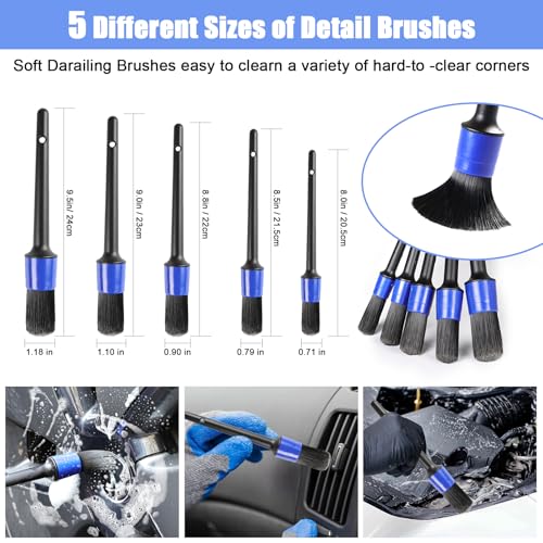 62" Microfiber Car Wash Brush with Long Handle Car Washing Mop Kit Mitt Sponge Car Cleaning Supplies Duster RV Washing Car Brushes, 1 Chenille Scratch-Free Replacement Head (Blue&Yellow) - view 6