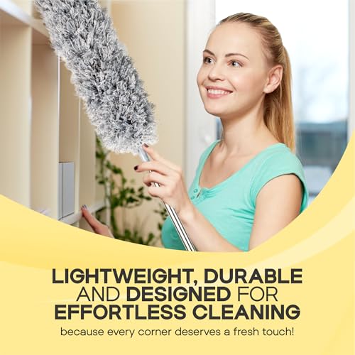 Microfiber Feather Duster with Extension Pole 100 Inches, (8 PCS), Cleaning Brush, Dusters for Cleaning High Ceilings, Cobwebs, Blinds, Cars, Reusable, Washable, Extendable, Ceiling Fan Cleaner Duster - view 2