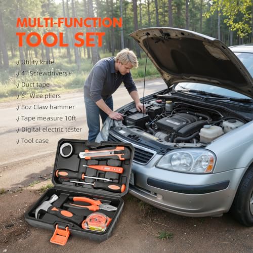 Car Emergency Kit with Portable Air Compressor, First Aid Kit, Jumper Cables, Roadside Safety Emergency Tool Kit for Women, Men, Teen - view 4