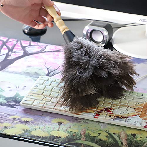 Natural Gray Ostrich Feather Duster,2 Packs,Car Duster Interior/Exterior Cleaner, Cleaning for Blinds Kitchen Keyboard Office, Smart and Soft and Fluffy (Gray) - view 6