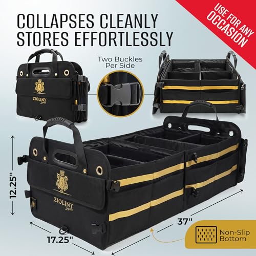 Car Trunk Organizer for SUV Large Trunk Storage with Removable Dividers, Heavy Duty Oxford Cargo Holder, Non-Slip Base, Collapsible Storage Organizer for SUV, Sedan, Truck - view 5