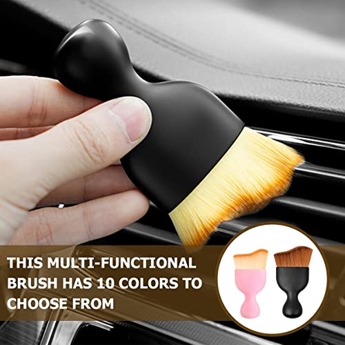 Car Interior Detailing Brush, Auto Soft Hair Cleaning Brushes, Curved Dirt Dust Collectors, Removal Tool for Dashboard Air Conditioner Vents Leather, Scratch Free (Black/1PCS) - view 6