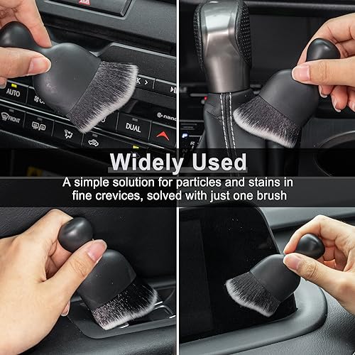 Car Detailing Brushes, Car Interior Dust Sweeping Soft Brush, Soft Bristles Brush Cleaning Tool for Automotive Dashboard, Air Conditioner Vents, Computer, Scratch Free(Black with White) - view 5