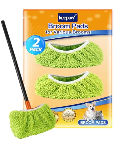 2 Pack Chenille Broom Covers for Floor & Baseboard Dusting, Washable