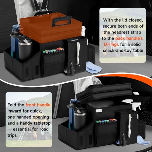 Car Organizers and Storage for Backseat & Front Seat - Collapsible Car Caddy w/Headrest Strap, Leakproof Cooler, Lid & Cup Holders | Fits Passenger Seat, Easy-Access Travel Snacks & Drinks - view 3