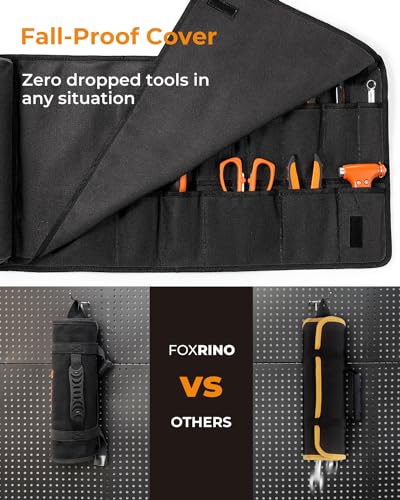 Tool Roll For Men, Heavy Duty Tool Roll Bag Organizer, Roll Up Tool Pouch with 20 + 1 Pocket, Perfect Gifts for Men Father Dad Mechanic, Black - view 3