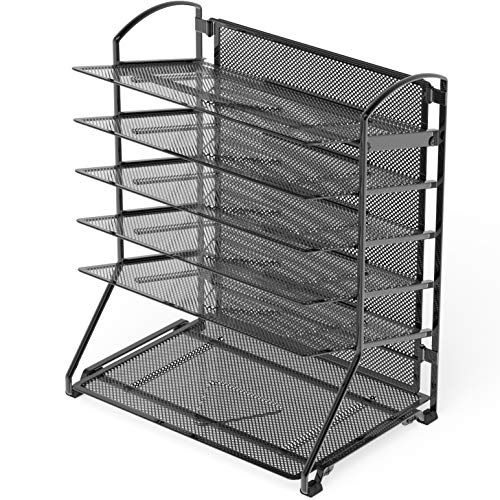 6-Tier Desk Organizer & Sliding Paper Tray, Black - view 2