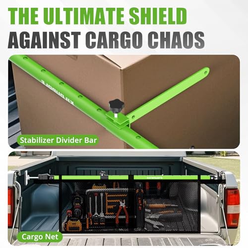 Adjustable Cargo Bars, 40" to 79" Non-Slip Truck Bed Divider, Cargo Bar for Pickup Truck Bed Cargo Bars for SUVs, Trailers, Vans, with Cargo Net Organizer and Divider Bar, 1-Pack - view 6