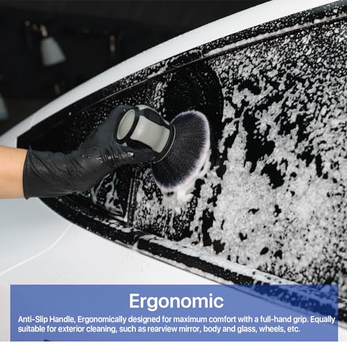 Curveball Detail Brush, Car Ultra Soft Bristles Detailing Brushes, 4PCS Professional Auto Cleaning Brush, Covers Large Area Inside or Outside Vehicles, Exterior Interior Brush- Gray - view 6