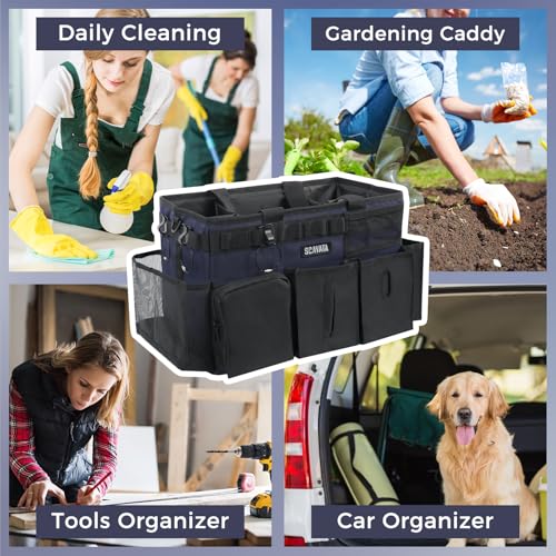 Wearable Cleaning Caddy Bag, Cleaning Caddy Supplies Organizer with Handle & Shoulder Straps for Housekeepers, Under Sink & Car Cleaning Tool Organizers with 4 Foldable Divider Navy (DarkBlue) - view 7