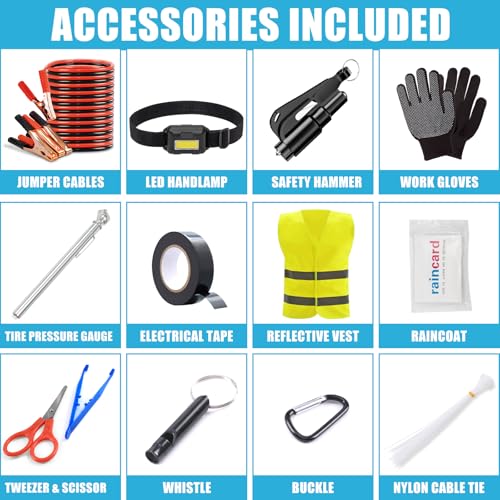Car Roadside Emergency Kit, Portable Car Safety Kit Car Kits for Emergency, Black - view 2