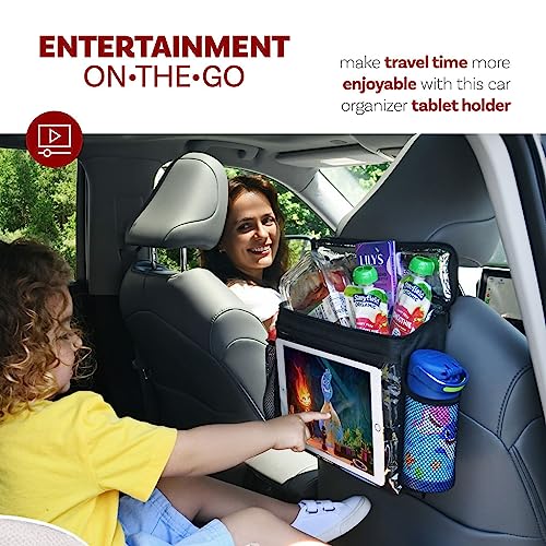 Insulated Car Seat Back Organizer + iPad And Tablet Holder, Auto Driver Or Passenger Accessories Organizer, Vehicle Front Seat Caddy, Personal Travel Cooler Storage Bag For Adults & Kids - view 2