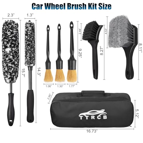 8Pcs Wheel Brush, Tire Brush, Wheel Cleaner Brush Set - 2 Soft Wheel Cleaning Brushes, Detailing Brush & Hard Tire Scrubber, Flexible and Durable Rim Cleaning Brush Kit for Wheels and Tires - view 7