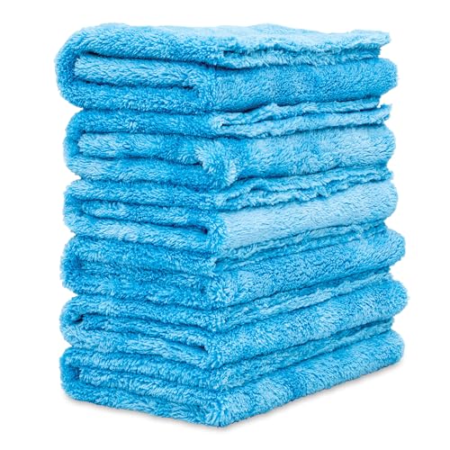 Microfiber Plush Edgeless Towels, for Car Cleaning, Detailing and Polishing, Scratch-Free, 16” x 16”, Set of 6, 14901