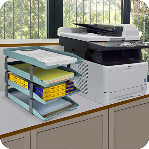 Traditional 4 Tier Letter Tray, Front Load Design, A4 Letter Size, Desktop Organizer (Plastic) (Solid Green Color) - view 5