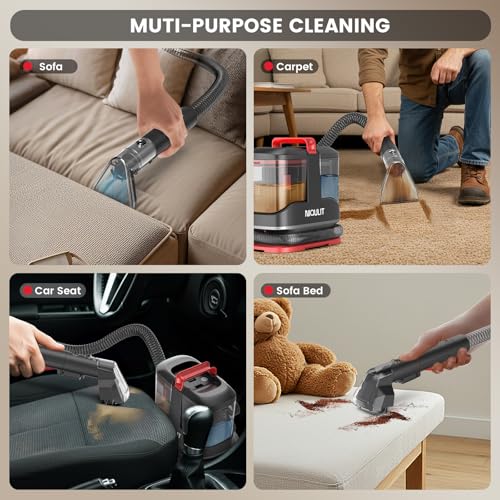 Portable Carpet & Upholstery Cleaner Machine, 15Kpa Strong Suction Spot Cleaner for Sofa, Car Seats, Pet Stains, Rugs – Carpet Cleaning Machine with Dual Brush Heads & Self-Cleaning System - view 5