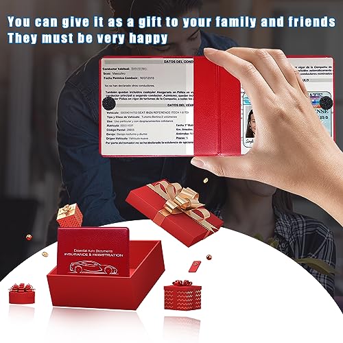 Car Registration Insurance Holder, 2Pack Essential Auto Card Document Glove Box Organizer with Touch Fastener, Vehicle Interior Accessories Perfect for Most Car, Truck, SUV (Red/Small Car) - view 5