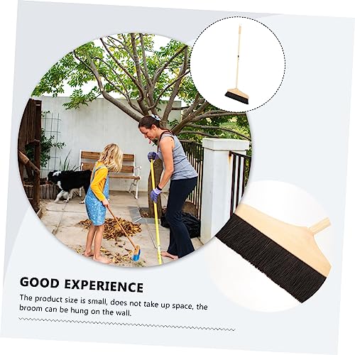 Horsehair Bristle Broom with Long Handle, Pine Wood Floor Sweeper - view 7