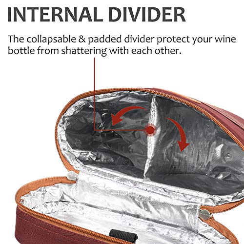 2 Bottle Insulated Wine Tote Carrier Bag - view 3