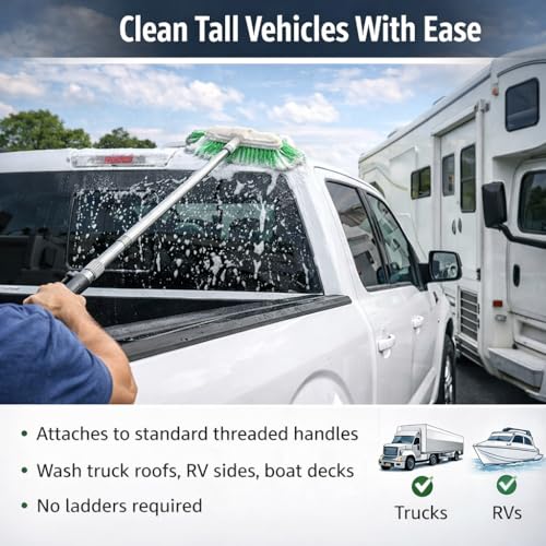 10” Bi-Level Super Soft Car Wash Brush – Non-Scratch Soft Bristle Cleaning Brush for Cars, Trucks, Boats & RVs, Multi-Surface Exterior Brush with Threaded Handle Compatibility - view 5