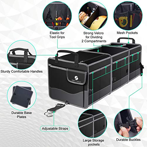 Trunk Organizer with Cooler, Collapsible Trunk Storage Container with Non Slip Bottom Strips, Large Multi-Compartment Waterproof Car Trunk Organizer Groceries for Vehicle Sedan, Suv, Truck,Van(Black) - view 4