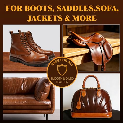 Leather Boot Care Kit, Emu Oil, Saddle Soap for Leather, Professional Leather Cleaner & Conditioner for Horse Tack, Shoes, Bags, Couch, Cowboy & Wood, Deep Clean Moisturize, Repair & Nourish - view 7
