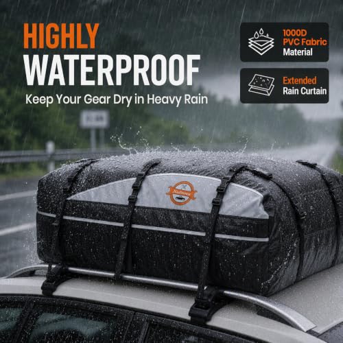 Waterproof Rooftop Cargo Carrier 21 Cubic Feet Soft-Shell Roof Bag - view 3
