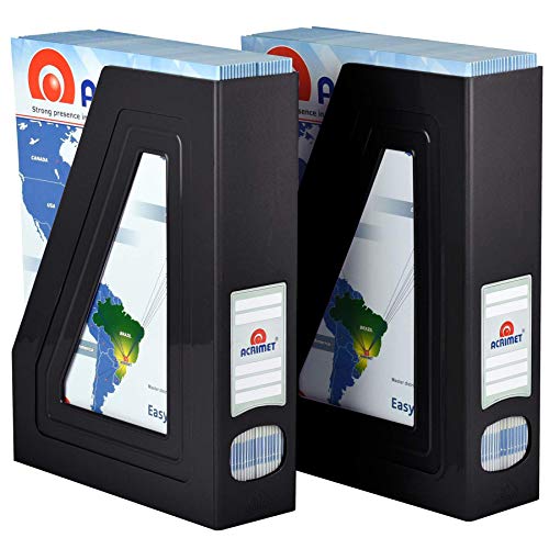 Magazine File Holder, Vertical Desk Organizer, Black, 2 Pack - view 3
