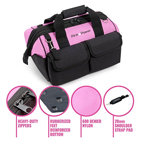 Pink Tool Bag for Women -16" Tool Tote Bag w/ 22 Storage Pockets - view 4