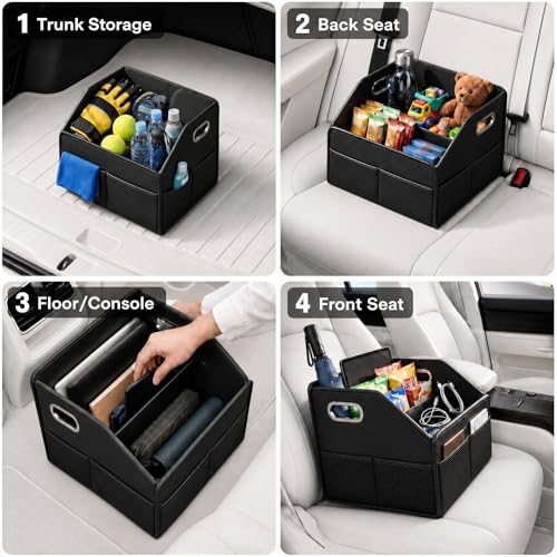 Car Storage Organizer Car Caddy Compact PU Leather Multipurpose Bin for Trunk, Front Seat, Back Seat & Car Floor - view 5