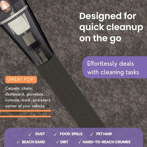 Black Handheld Portable Car Vacuum Cleaner, 120W 12V Corded Vacuum, Copper Feature, Car Interior Detailing, Compact Auto Vacuum, Powerful Car Cleaning Kit, Travel Essentials, Car Accessories - view 2