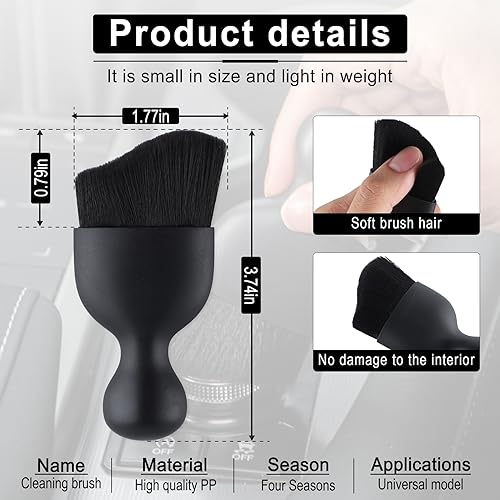 Car Detailing Brushes, Car Interior Dust Sweeping Soft Brush, Soft Bristles Brush Cleaning Tool for Automotive Dashboard, Air Conditioner Vents, Computer, Scratch Free(Black) - view 2