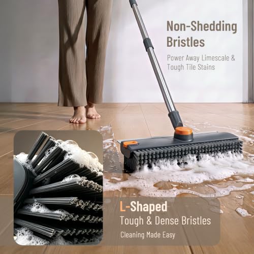 3 in 1 Floor Scrub Brush with Long Handle & Squeegee Tweezer: Up to 54" - view 5