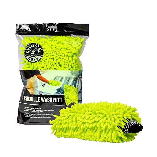 Chenille Microfiber Wash Mitt for Cars, Lime Green, Single