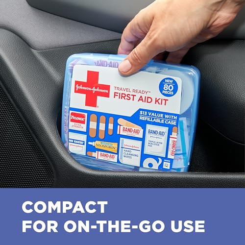 Travel Ready Portable Emergency First Aid Kit for Minor Wound Care & Brand Adhesive Bandage Family Variety Pack, Sheer & Clear Flexible Sterile Bandages - view 4
