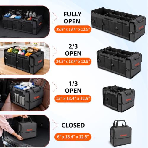Large Trunk Organizer with Portable Leakproof Cooler Bag,Foldable Cover,Adjustable Securing Straps,Collapsible Trunk Organizer for Suv Car Truck Sedan (4-in-1 with Cooler) - view 3