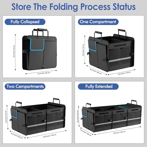 Car Trunk Organizer - 2.5mm PP Board Built, 35L Leakproof Cooler, 105L Capacity, 2 Tie-Down Straps, 4 Adjustable Dividers, Foldable Design for SUVs, Trucks, and Cars - view 2